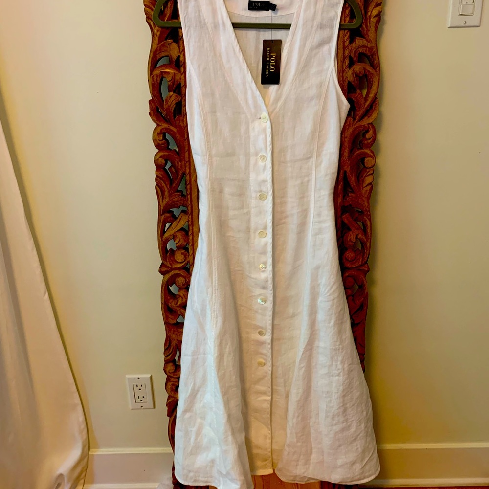 Stunning new with tags Ralph Lauren midi linen dress